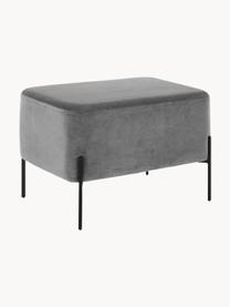 Pouf grande in velluto Harper, Rivestimento: velluto, Velluto grigio, nero, Larg. 64 x Alt. 44 cm
