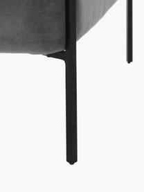 Tabouret large en velours Harper, Velours gris, noir, larg. 64 x haut. 44 cm