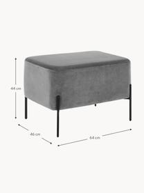 Pouf grande in velluto Harper, Rivestimento: velluto, Piedini: metallo verniciato a polv, Velluto grigio, nero, Larg. 64 x Alt. 44 cm