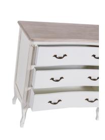 Cassettiera in legno di paulonia con 3 cassetti Provenza, Maniglie: metallo, Paralume: beige, bianco Base della lampada: bianco opaco Cavo: bianco, Larg. 80 x Prof. 40 cm