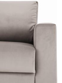 Divano letto 3 posti in velluto  con contenitore Tasha, Rivestimento: velluto (100% poliestere), Struttura: legno di pino massiccio, , Piedini: plastica, Velluto taupe, Larg. 235 x Prof. 100 cm