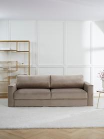 Samt-Schlafsofa Tasha (3-Sitzer) mit Stauraum, Bezug: Samt (100 % Polyester) De, Gestell: Massives Kiefernholz, Spe, Samt Taupe, B 235 x T 100 cm