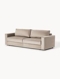 Samt-Schlafsofa Tasha (3-Sitzer) mit Stauraum, Bezug: Samt (100 % Polyester) De, Gestell: Massives Kiefernholz, Spe, Füße: Kunststoff Dieses Produkt, Samt Taupe, B 235 x T 100 cm