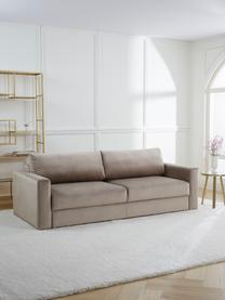 Samt-Schlafsofa Tasha (3-Sitzer) mit Stauraum, Bezug: Samt (100 % Polyester) De, Gestell: Massives Kiefernholz, Spe, Füße: Kunststoff Dieses Produkt, Samt Taupe, B 235 x T 100 cm