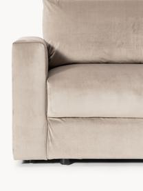 Samt-Schlafsofa Tasha (3-Sitzer) mit Stauraum, Bezug: Samt (100 % Polyester) De, Gestell: Massives Kiefernholz, Spe, Füße: Kunststoff Dieses Produkt, Samt Taupe, B 235 x T 100 cm