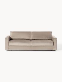 Samt-Schlafsofa Tasha (3-Sitzer) mit Stauraum, Bezug: Samt (100 % Polyester) De, Gestell: Massives Kiefernholz, Spe, Füße: Kunststoff Dieses Produkt, Samt Taupe, B 235 x T 100 cm