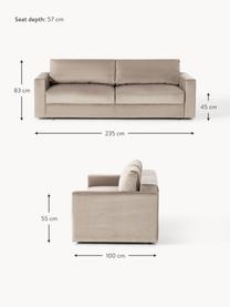 Samt-Schlafsofa Tasha (3-Sitzer) mit Stauraum, Bezug: Samt (100 % Polyester) De, Gestell: Massives Kiefernholz, Spe, Füße: Kunststoff Dieses Produkt, Samt Taupe, B 235 x T 100 cm