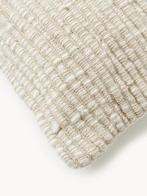 Bestickte Woll-Kissenhülle Jaira, Vorderseite: 76 % Wolle (RWS-zertifizi, Rückseite: 100 % Baumwolle, Off White, B 50 x L 50 cm