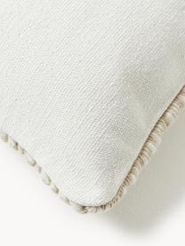 Housse de coussin 50x50 en laine brodée Jaira, Blanc cassé, larg. 50 x long. 50 cm