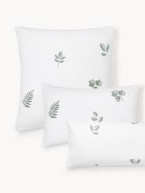 Funda de almohada franela Fraser, Blanco, verde salvia, An 70 x L 80 cm