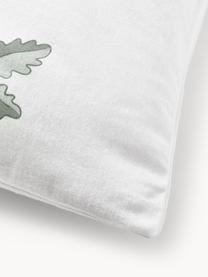 Funda de almohada franela Fraser, Blanco, verde salvia, An 70 x L 80 cm
