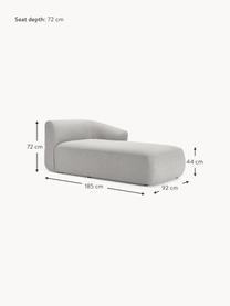 Chaise longue hoekmodule Sofia uit bouclé, Bekleding: bouclé (100% polyester) M, Frame: sparrenhout, spaanplaat, , Poten: kunststof Dit product is , Bouclé lichtgrijs, B 185 x D 92 cm, hoekdeel rechts