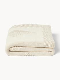 Coperta in cotone con motivo invernale Beryl, 100% cotone, Beige chiaro, Larg. 130 x Lung. 170 cm