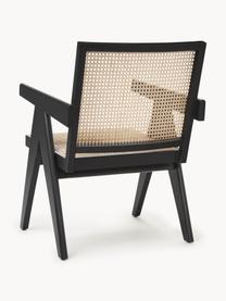 Fauteuil lounge en cannage Sissi, Noir, beige clair, larg. 58 x prof. 66 cm