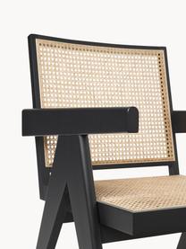 Fotel wypoczynkowy z plecionką wiedeńską Sissi, Stelaż: lite drewno bukowe lakier, Czarny, S 58 x G 66 cm