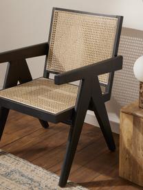 Loungefauteuil Sissi met Weens vlechtwerk, Frame: massief eikenhout, Zitvlak: rotan, Zwart, B 58 x D 66 cm