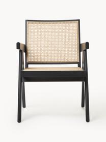 Loungesessel Sissi mit Wiener Geflecht, Gestell: Massives Eichenholz, Sitzfläche: Rattan, Schwarz, Hellbeige, B 58 x T 66 cm