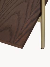 Stolik kawowy ze szklanym blatem Valentina, Blat: szkło, Stelaż: metal galwanizowany, Fornir z drewna jesionowego, brązowy lakierowany, S 100 x G 53 cm