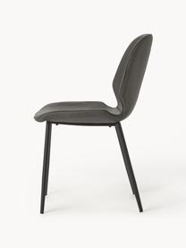 Kunstleren gestoffeerde stoelen Louis, 2 stuks, Bekleding: kunstleer (65% polyethyle, Poten: gepoedercoat metaal, Kunstleer donkergrijs, B 44 x D 58 cm