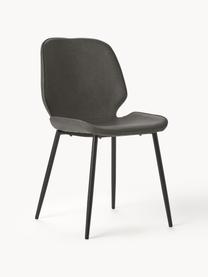 Kunstleren gestoffeerde stoelen Louis, 2 stuks, Bekleding: kunstleer (65% polyethyle, Poten: gepoedercoat metaal, Kunstleer donkergrijs, B 44 x D 58 cm