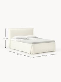 Boxspringbett Viola, Bezug: 54 % Polyester, 36 % Visk, Matratze: 7-Zonen-Taschenfederkern, Webstoff Off White, B 140 x L 200 cm, Härtegrad H2