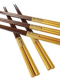 Palillos chinos de madera Ereganto, 5 pares, Madera, Marrón, dorado, L 23 cm