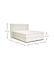 Letto Boxspring in velluto Premium Lacey, Materasso: a molle insacchettate a 7, Piedini: legno massello di faggio,, Beige, 200 x 200