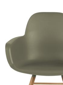 Armstoel Albert Kuip, Zitvlak: polypropyleen, Poten: essenhout, Zitvlak: groen. Poten: essenhoutkleurig, 59 x 82 cm