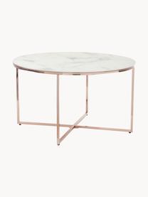 Kulatý konferenční stolek s mramorovanou skleněnou deskou Antigua, Bílá, mramorovaná, růžová, Ø 80 cm, V 45 cm
