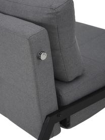 Slaapfauteuil Edward in donkergrijs met metalen poten, uitklapbaar, Bekleding: 100% polyester, Bekleding: donkergrijs Poten: mat zwart, B 96 x D 98 cm