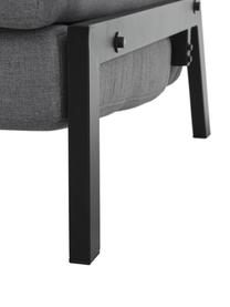 Slaapfauteuil Edward in donkergrijs met metalen poten, uitklapbaar, Bekleding: 100% polyester, Bekleding: donkergrijs Poten: mat zwart, B 96 x D 98 cm