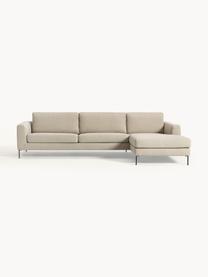 Ecksofa Cucita (4-Sitzer), Bezug: Webstoff (100% Polyester), Gestell: Massives Kiefernholz, Füße: Metall, lackiert Dieses P, Webstoff Beige, B 302 x T 163 cm, Eckteil links