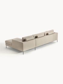 Divano angolare 4 posti Cucita, Rivestimento: tessuto (100% poliestere), Struttura: legno di pino massiccio, Piedini: metallo laccato Questo pr, Tessuto beige, Larg. 302 x Prof. 163 cm, chaise longue a destra