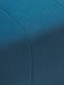 Poggiapiedi da divano in velluto Lena, Rivestimento: velluto (100% poliestere), Struttura: legno di pino, legno lami, Piedini: plastica, Velluto grigio-blu, Larg. 76 x Prof. 76 cm
