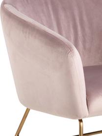 Moderne fluwelen fauteuil Ramsey in roze, Bekleding: polyester fluweel, Poten: gelakt metaal, Fluweel roze, B 72 x D 67 cm