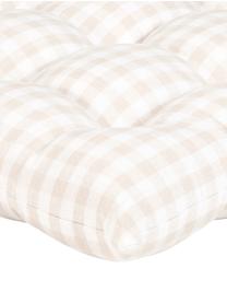 Coussin de chaise vichy Karolin, Beige, blanc crème