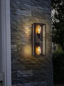 Outdoor wandlamp Ayla in industrieel design, Lampenkap: glas, Zwart, B 16 cm, H 44 cm