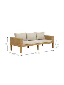 Garten-Loungesofa Giana (3-Sitzer), Füße: Akazienholz, Braun, B 193 x T 80 cm