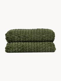 Coperta morbida strutturata Maja, 100% poliestere, Verde scuro, Larg. 130 x Lung. 170 cm