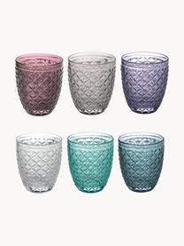 Vasos Castle, 6 uds., Vidrio, Tonos turquesas y lilas, Ø 8 x Al 10 cm