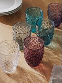 Set di 6 bicchieri acqua Rombi, Vetro, Tonalità viola e turchese, trasparenti, Ø 8 x Alt. 10 cm, 350 ml