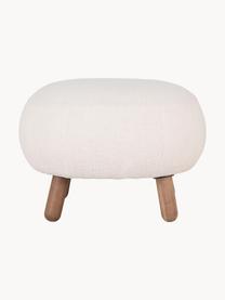 Pouf in teddy Savona, Rivestimento: teddy (100% poliestere) I, Gambe: legno di pino oliato, Tessuto teddy bianco latte, legno di pino, Larg. 60 x Alt. 37 cm