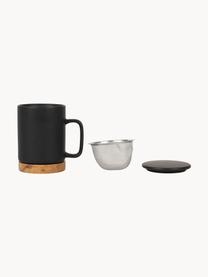 Tasse avec couvercle et passoire Nordika, Noir, mat, foncé bois, Ø 9 x haut. 12 cm, 370 ml