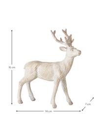 Cerfs décoratifs faits main Karimo, lot de 2 élém., Résine synthétique, Beige, blanc, larg. 14 x haut. 16 cm