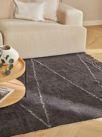 Ręcznie tuftowany dywan z bawełny z frędzlami Asisa, Antracytowy, D 200 x S 300 cm (Rozmiar L)