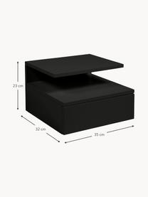 Nástenný nočný stolík Ashlan, Lakovaná MDF-doska strednej hustoty, Čierna, Š 35 x V 23 cm