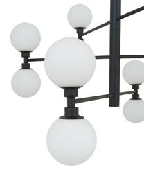 Große Pendelleuchte Grover mit Glaskugeln, Baldachin: Metall, pulverbeschichtet, Weiß, Schwarz, Ø 70 x H 56 cm