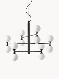 Grande suspension avec boules de verre Grover, Blanc, noir, Ø 70 x haut. 56 cm