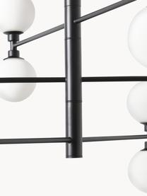 Grande suspension avec boules de verre Grover, Blanc, noir, Ø 70 x haut. 56 cm