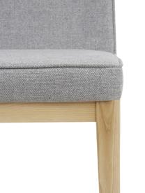 Silla tapizada Koga, Tapizado: 100% poliéster Alta resis, Patas: madera de fresno, Estructura: metal, Tejido gris claro, madera de fresno clara, An 47 x Al 86 cm